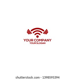 wireless fitness logo design vector
