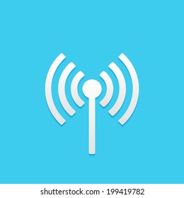 wireless, flat icon isolated on a blue background for your design, vector illustration