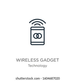 Wireless gadget icon. Thin linear wireless gadget outline icon isolated on white background from technology collection. Line vector sign, symbol for web and mobile