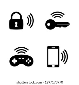 Wireless Gadget, Smart House. Simple Related Vector Icons Set for Video, Mobile Apps, Web Sites, Print Projects and Your Design. Wireless Gadget, Smart icon Black Flat Illustration on White Background