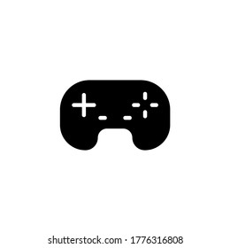 Wireless game controller icon in black flat glyph, filled style isolated on white background