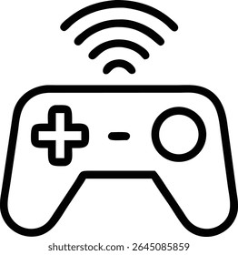 Ícone do controlador de jogo sem fio, isolado em fundo branco.