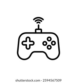 Wireless Game Controller Icon with Signal Symbol for Gaming and Technology Concepts