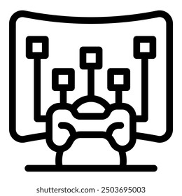 Wireless game controller sitting in front of a curved gaming monitor displaying a racing game