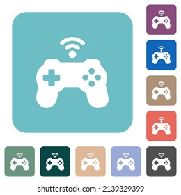 Wireless game controller solid white flat icons on color rounded square backgrounds