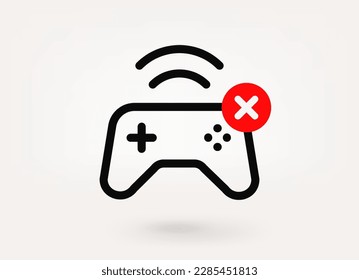 Wireless gamepad with ban mark. 3d vector icon