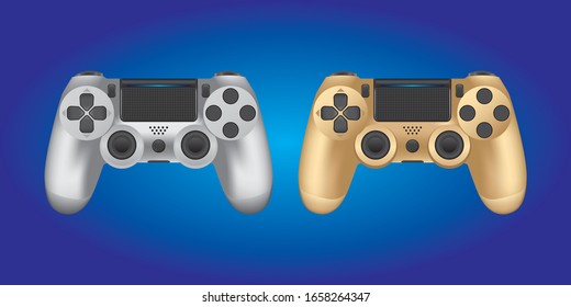 Wireless Gamepad Joypad Controller for Video Game Console (Silver and Gold color)