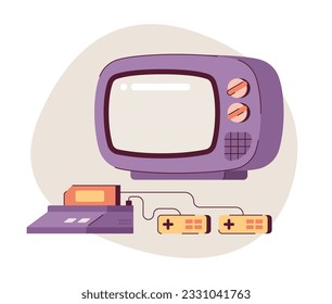 Wireless games controller flat vector spot illustration. TV and joysticks for playing games 2D cartoon object on white for web UI design. Isolated editable creative hero image