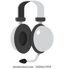 Ilustración de dibujos animados vectoriales de auriculares de juegos inalámbricos aislados en un fondo blanco.