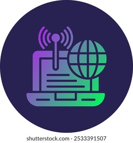Wireless Glyph Circle Gradient Icon