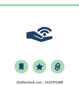 Wireless and hand flat design illustration. Simple vector icon.