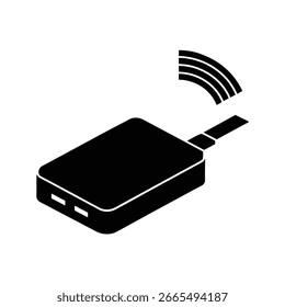 Ilustração de arte vetorial de silhueta do transmissor HDMI sem fio e design mínimo em preto e branco