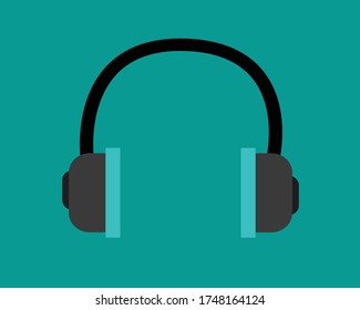 Wireless headphone flart design on blue green background