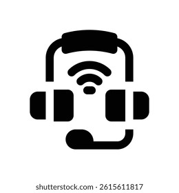 wireless headphone glyph icon. Strong and solid vector icon for websites, mobile interfaces, presentations, and visual branding. High quality and easy to edit.