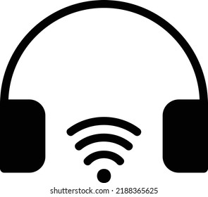 Wireless Headphone Icon With Glyph Style, Futuristic Technology Sign And Symbol Isolated On White Background