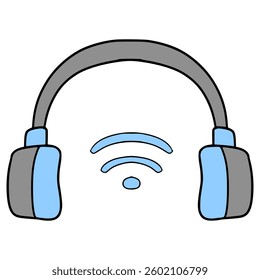 wireless headphone illustration hand drawn isolated vector