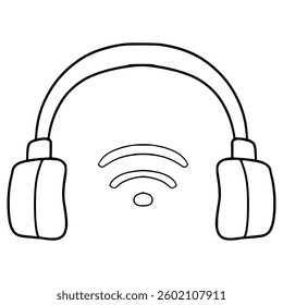 wireless headphone illustration hand drawn outline vector
