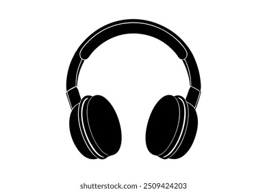 wireless headphone silhouette vector art on white background