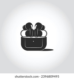 Wireless headphone symbol modern simple vector icon black and white