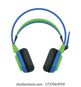 Wireless Headphones, Accessory for Music Listening or Gaming Vector Illustration