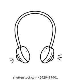 Icono de la caricatura de auriculares inalámbricos. Ilustración vectorial de un dispositivo musical. Aislar en blanco.
