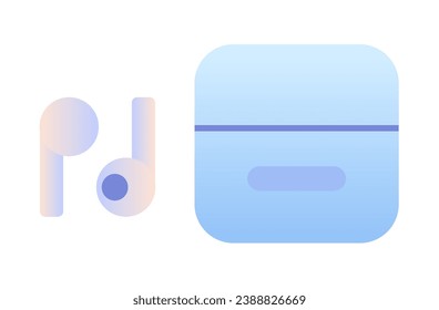 Auriculares inalámbricos con icono de estuche plano. Ilustración vectorial simple con gradiente