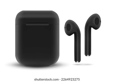 Wireless headphones in a case isolated on white background. EPS10 vector