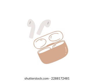 Wireless headphones with a case. Vector illustration