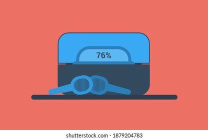 Wireless-Kopfhörer und Ladestation. Einfache und stilvolle Vektorgrafik im Flachstil.