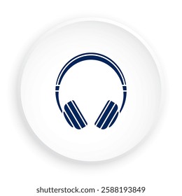 Wireless headphones. Comfortable ear pads and soft headband. Portable gadget playing music icon in neomorphism style for mobile app. Button for mobile application or web. Vector on white background