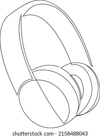 Wireless headphones continuous line drawing. Vector illustration isolated on white background.