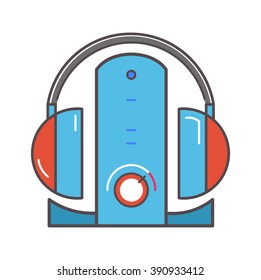 Wireless headphones  with dock station flat icon