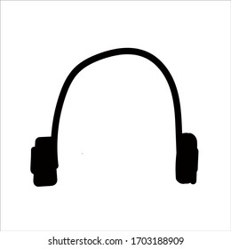 Wireless headphones in doodle style isolated on white background. Sign icon. Vector outline illustration. Music listening device. Usable as icon or symbol. Decoration element. Hand drawn black sketch