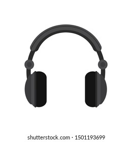 Wireless headphones flat vector illustration. Modern earphones, audio headset. DJ accessory, meloman gadget. Compact personal music listening device. Musical entertainment, leisure symbol