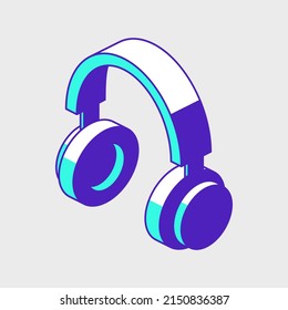 Wireless Headphones Isometric Vector Icon Illustration