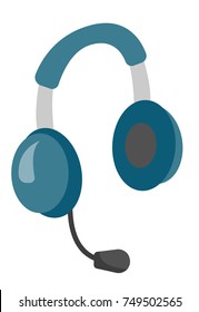 Wireless headphones with microphone vector cartoon illustration isolated on white background.