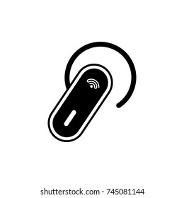 Wireless headphones for one ear icon , black sign design