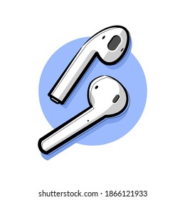 wireless headphones. phone device. gadget to listen to music and chat. headphones - vector color illustration