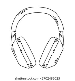 Auriculares inalámbricos. Ilustración vectorial plana de stock. Dibujado a mano arte de línea.