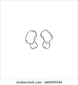 Wireless Headphones. Vector hand-drawn illustration Earpiece in Doodle style. Black outline sketch isolated on a white background. 