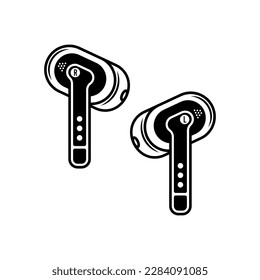 Wireless headphones vector illustration in black and white style