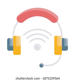 Wireless Headset Flat Vector Illustration. EPS 10 File 
