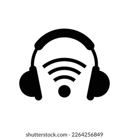 Wireless headset Icon design. Isolated on white background. Vector Illustration