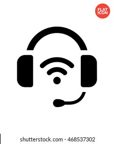 Wireless Headset Icon Flat Style Isolated Vector Illustration