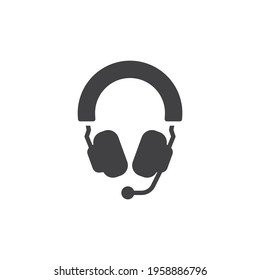 Wireless headset vector icon. filled flat sign for mobile concept and web design. Gaming headphones with microphone glyph icon. Symbol, logo illustration. Vector graphics