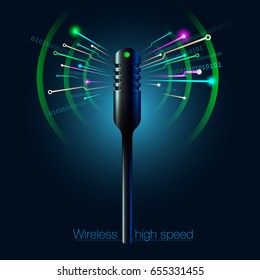 Wireless high speed technology electronic devices internet access and connection smartphone, printer, router, work group
vector illustration