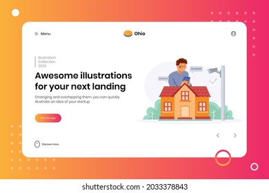 Wireless home protection flat concept for the landing page