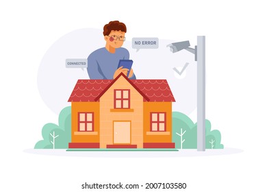 Wireless Home Protection Illustration concept. Flat illustration isolated on white background.