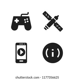 wireless icon. 4 wireless vector icons set. cellphone, satellite and info icons for web and design about wireless theme
