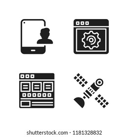 wireless icon. 4 wireless vector icons set. satellite, tablet and browser icons for web and design about wireless theme